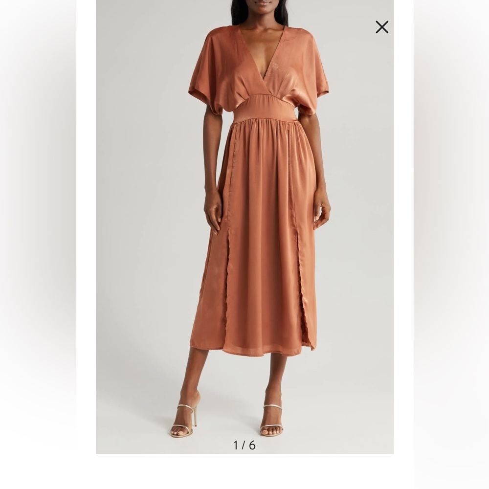 Dolman sleeve satin midi dress size small